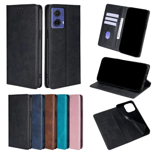 For Moto G75 Leather Flip Case Magnetic Business Wallet Case for Motorola G35 G45 G55 G75 G85 G15 G05 Moto G 5G 2025 Book Cover