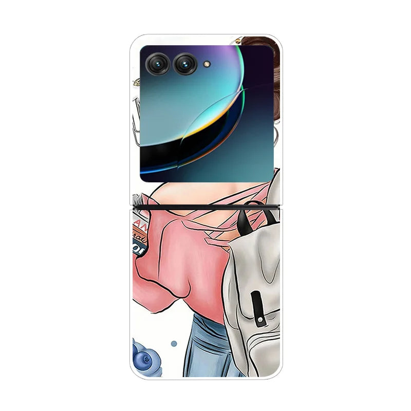 For Moto Razr40 Ultra 5G Case Plastic Wolf Lion Marble PC Hard Back Covers for Motorola Razr 40 Ultra Razr+ Razr4 2023 Capa