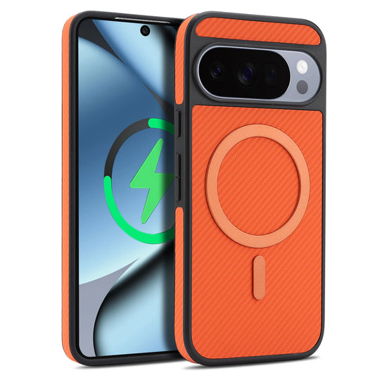 Luxury Carbon Fiber Magnetic Leather Phone Case For Google Pixel 10 Pro Xl 9A 9 Wireless Charging Shockproof Slim Cover