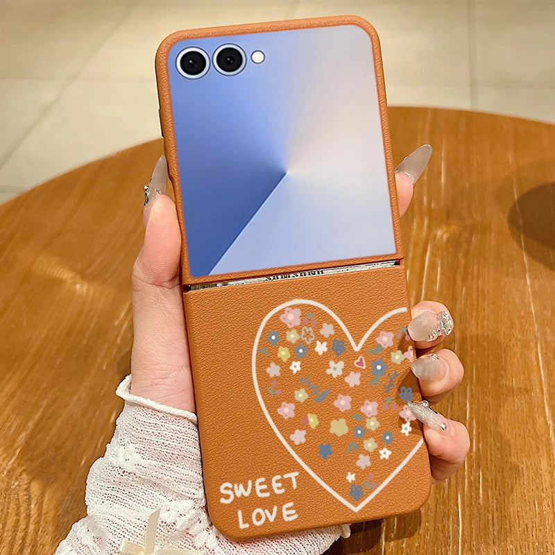 Magnetic Sweet Love Pattern Phone Case For Samsung Galaxy Z Flip7 FE Flip6 Flip 7 6 5 4 3 5G For Magsafe Soft TPU Folding Cover