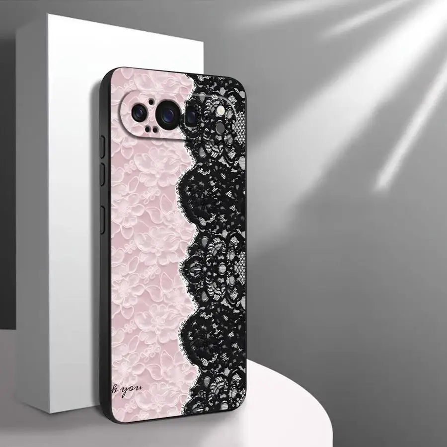 Retro Lace Art Case for Google Pixel 10A 6 7 8 Pro 7a 8a 10 9 Pro XL 6a 9a Funda Phone Cover