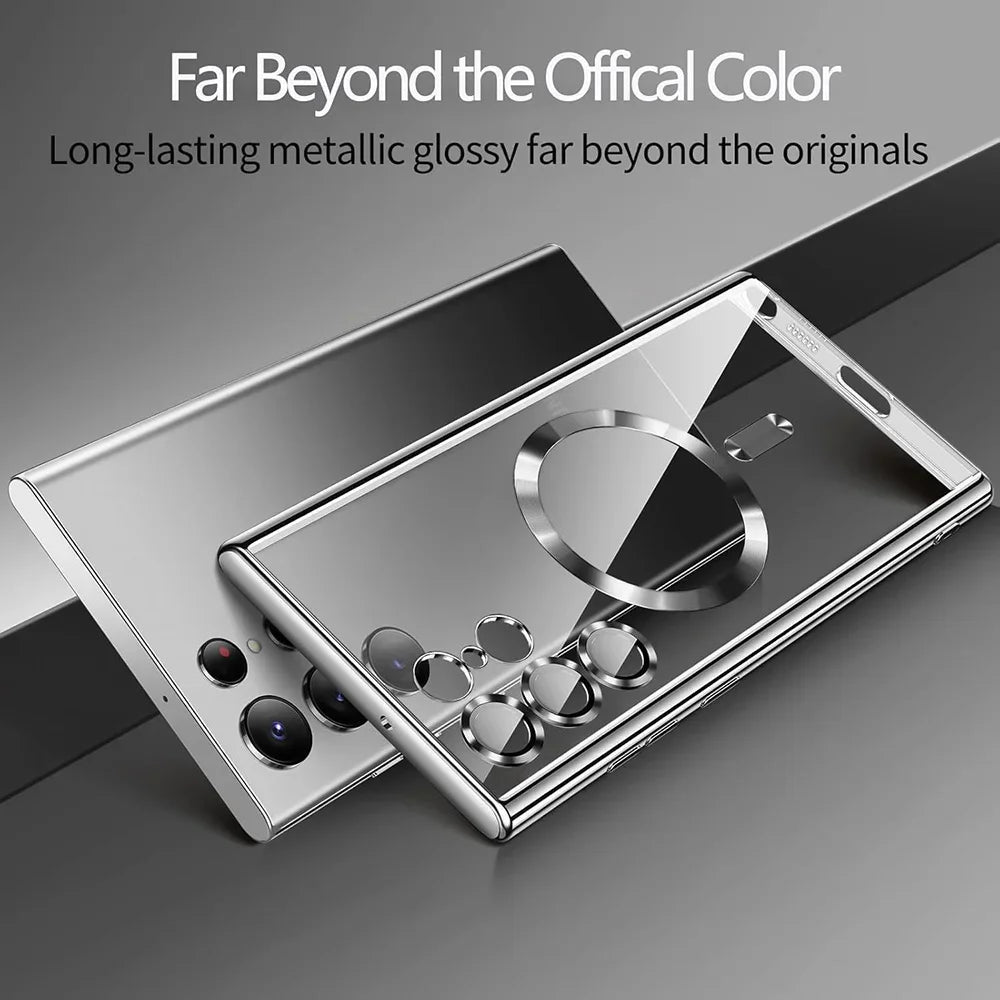 Luxury Plating Silicone Case For Samsung Galaxy S26 S25 Edge S24 FE S23 S21 S22 Ultra Plus Magnetic For Magsafe Clear Soft Cover