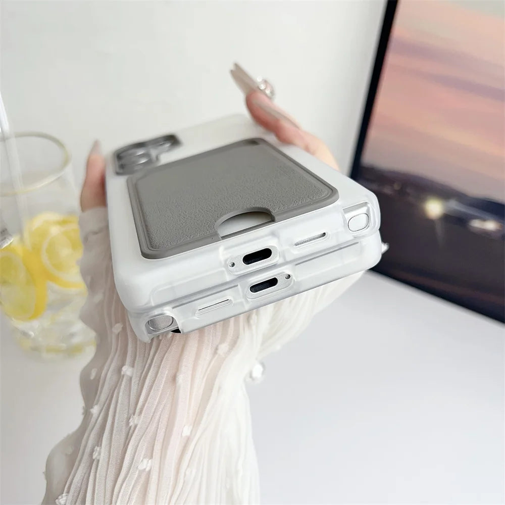 Luxury Card Holder Bag Phone Case For Samsung Galaxy S25 Edge S24 S23 Ultra Plus S24 FE Shockproof Card Slot Wallet Matte Cover