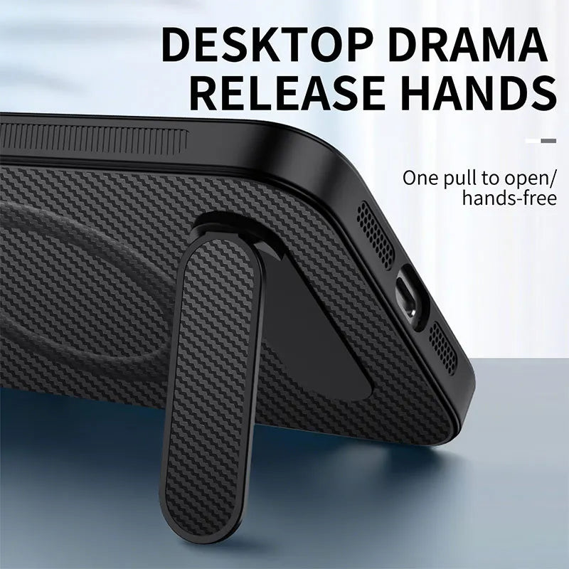 Luxury Carbon Fiber Texture Magnetic Case For Motorola Moto Edge 70 60S 50 Neo Ultra Fusion Pro Anti-fall Foldable Stands Cover