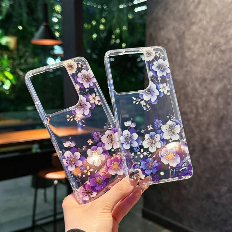 Simple Slim Transparent Cute Flowers Plants Phone Case For Motorola Moto G Stylus 5G 2024 G Play Powet 5G 2025 Soft Clear Cover