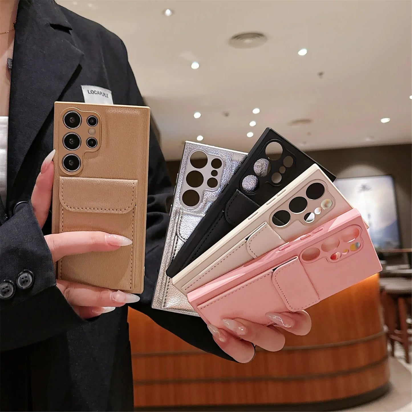 Vegan Leather Solid Color Wallet Case For Samsung Galaxy S26 Ultra S25 S24 S23 Plus Card Slot Stand Anti-Shock Cover
