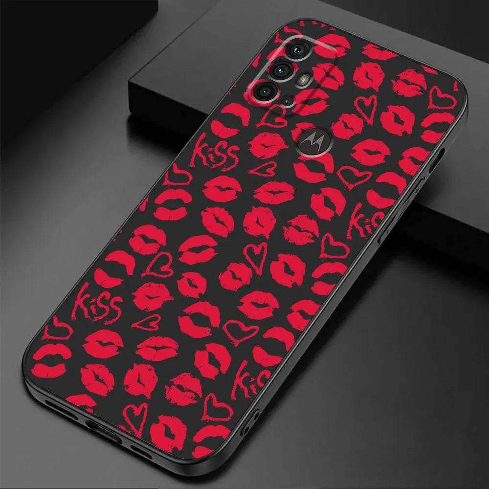 TPU Soft Phone Case for Motorola Moto G50 G32 G52 G53 G30 G60 G71 G72 G22 G51 G31 G73 G60s Sexy Girl Red Black Lips Kiss Cover