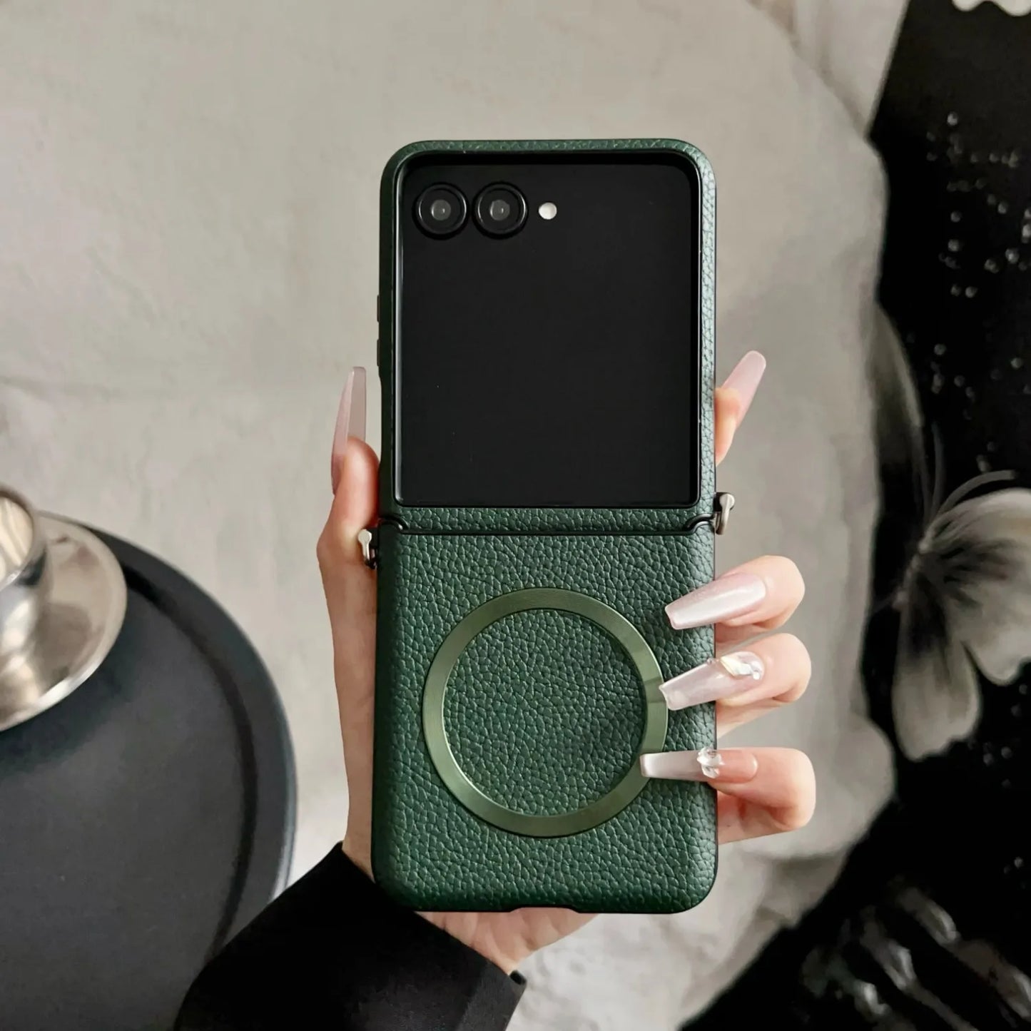 For MagSafe Magnetic Wireless Charging Litchi Texture PU Leather Case For Motorola Moto Razr 60 50 Ultra Plus 2024 Mobile Cover