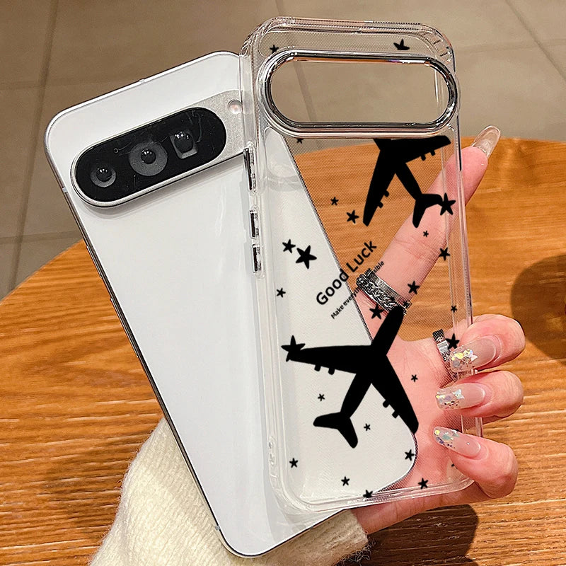 Travel Route Map Pattern Clear Phone Case For Google Pixel 10 9 8 Pro Pixel 9 10 Pro XL 7A 8A 9A Shockproof Soft TPU Back Cover