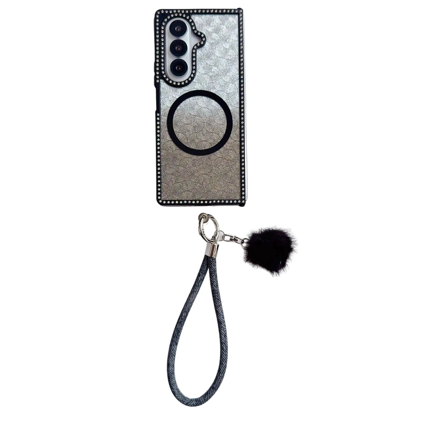 For Samsung Galaxy Z Fold 7 6 5 4 3 For Magsafe Case Bling Glitter Transparent Bracelet Folding Protection Hard Back Cover Funda