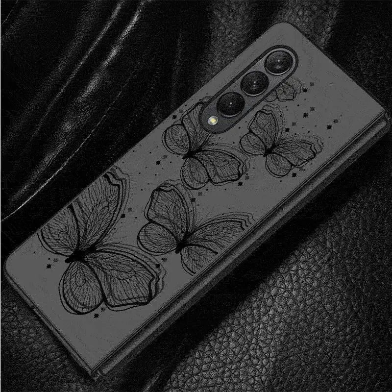 INS Retro Butterfly Cases for Samsung Galaxy Z Fold6 Z Fold3 ZFold4 Z Fold5 5G Z Fold4 5G Coque Bumper Shockproof Cover