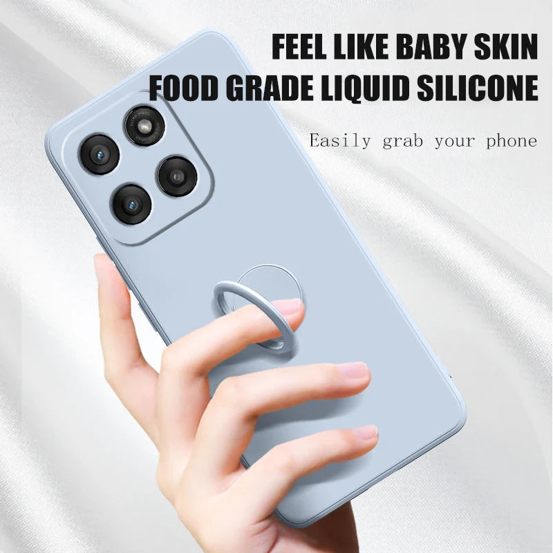 Case for Motorola Edge 60 Fusion Finger Ring Stand Holder Slicone Cover for Edge 60s50Neo Solid Color Lens Protection Soft Funda