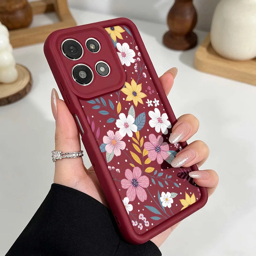 Exquisite Floral Pattern Cover For Motorola Moto G86 G85 G75 G56 G35 G24 G06 Edge 70 60 50 Fusion Eye Ladder Phone Case