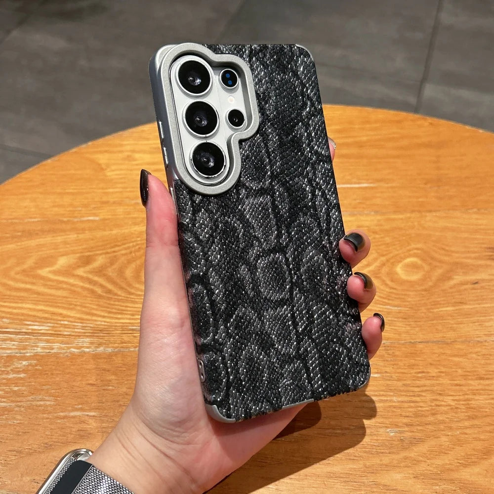 Luxury for Magsafe Inside Magnetic Case for Samsung Galaxy S26 Ultra S23 S22 S25 S24 Ultra Plus S26Ultra Snake Pattern Cover