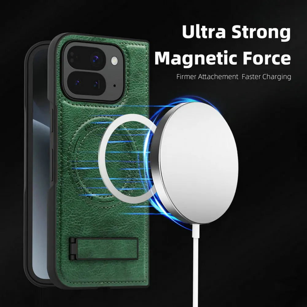 Pixel10 Pro Fold 5G Luxury Case Wireless Charging Leather Magnet Back Stand Coque For Google Pixel 10 Pro Fold Armor Cover