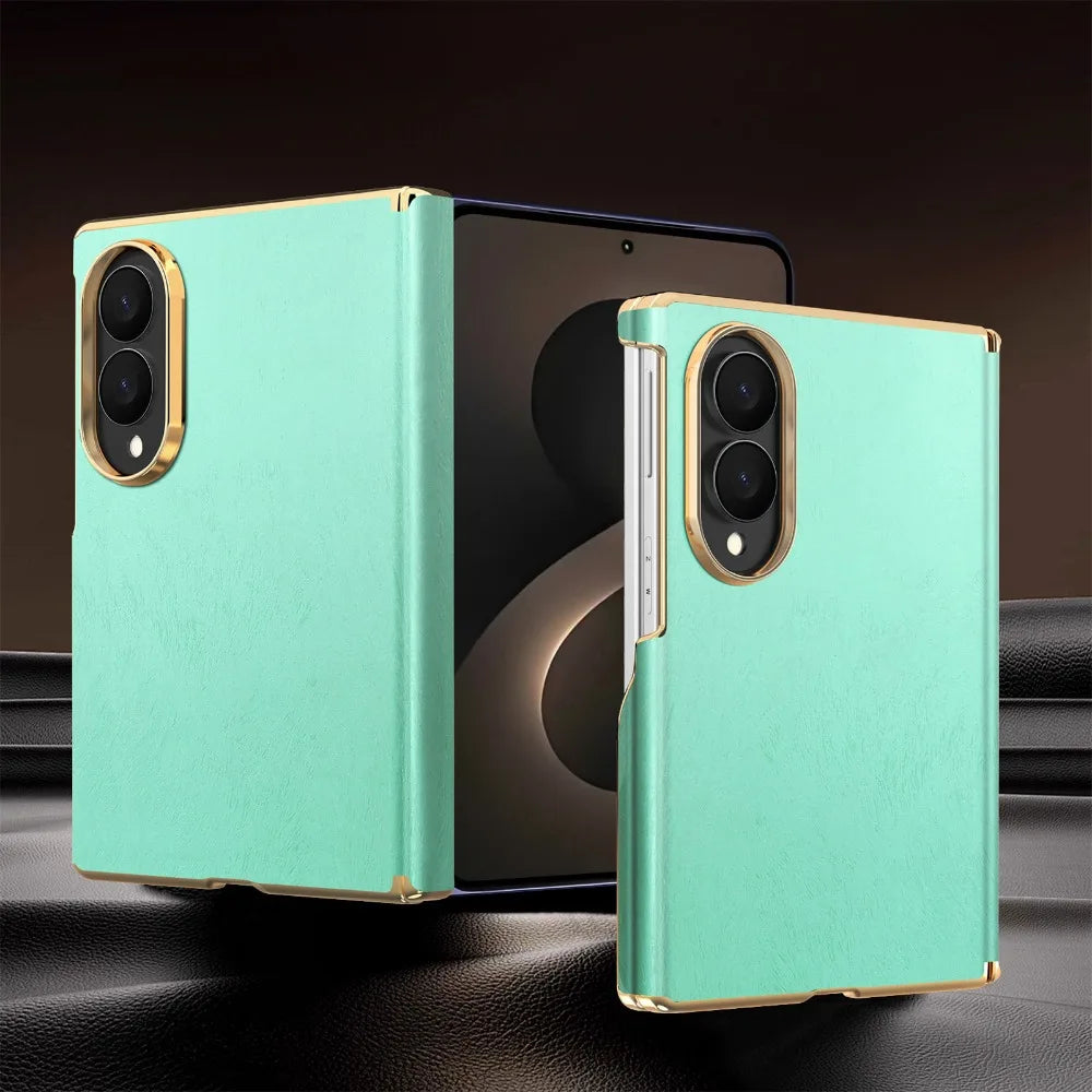 Luxury Velvet Leather for Magsafe Magnetic Case for Samsung Galaxy Z Fold 8 Ultra 7 6 Plating Lens Dual-axis Hinge Protect Cover
