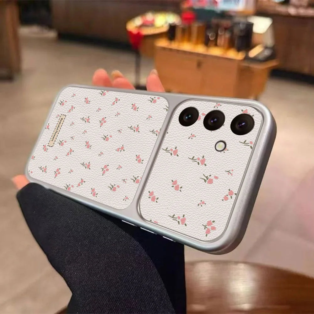 Camera Window Fower Phone Case For Samsung S26 Ultra S24 S25 FE S23 A56 5G A57 A37 A27 A17 A07 A06 A16 A26 A54 A55 Leather Cover