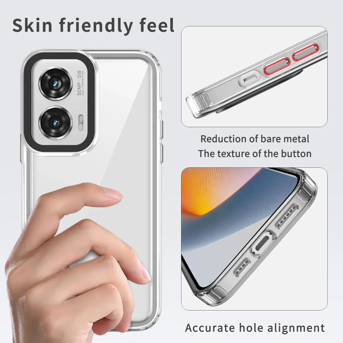 Transparent HD Acrylic Case for Moto Edge 50 Fusion Pro 40 NEO 30 G85 G84 G04S G24 Power G54 G14 G64 G82 72 62 52 34 Phone Cover