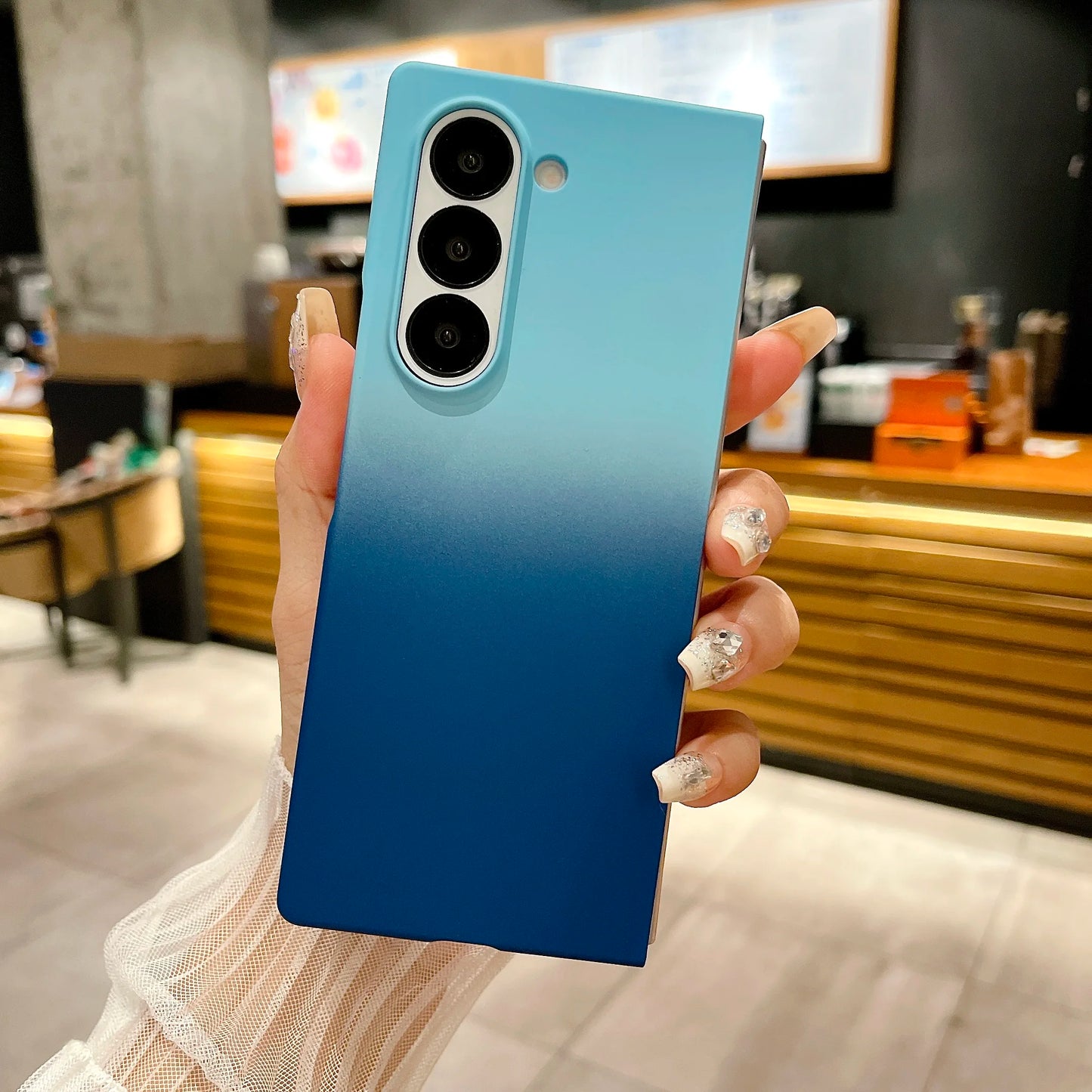 Fashion Gradient Contrast Color Phone Case For Samsung Galaxy Z Fold 6 5 4 Splice Color Shockproof Protection Bumper Hard Cover