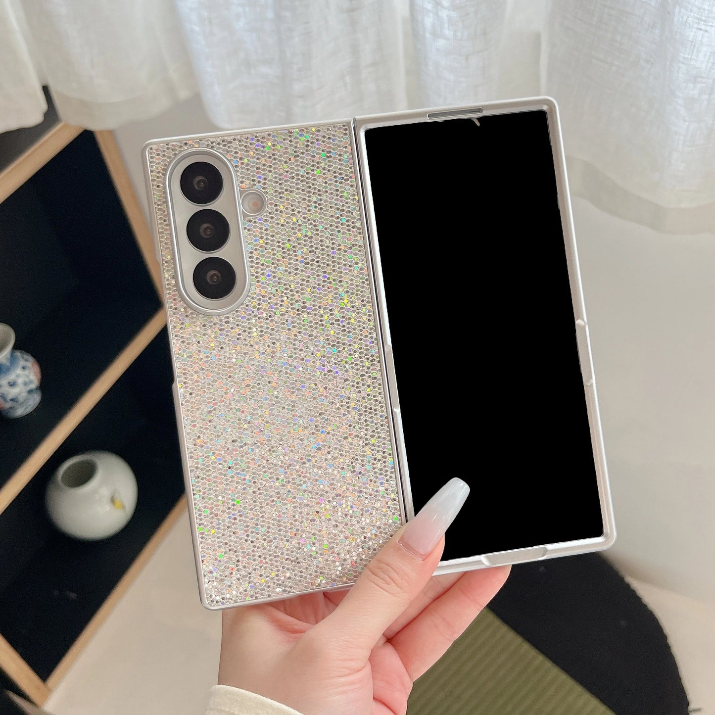 for Samsung Galaxy Z Fold 7 6 5 4 3 fold7 fold6 Bling Phone Case Plating Glitter Luxury Shockproof Cover