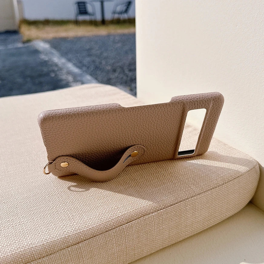 Leather Litchi Wrist Strap Holder Phone Case For Google Pixel 9 8 7 6 Pro Pixel 8A 7A 6A 9 XL Colorful Finger Ring Buckle Cover