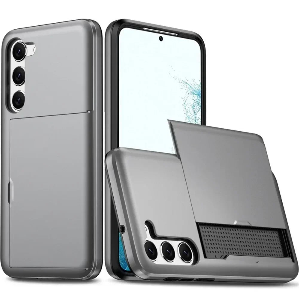 For Samsung Galaxy S25 S24 Ultra S22 Plus S23 S21 S20 FE Note 20 A17 A55 Wallet Cover Card Holder Slot Shockproof Phone Case