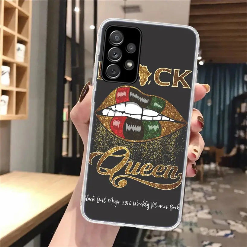 Black Girl Queen Melanin Poppin Soft Phone Case For Samsung Galaxy A14 A13 A12 A15 A54 A53 A52 A55 A34 A33 A32 A35 A24 A23 A22 A