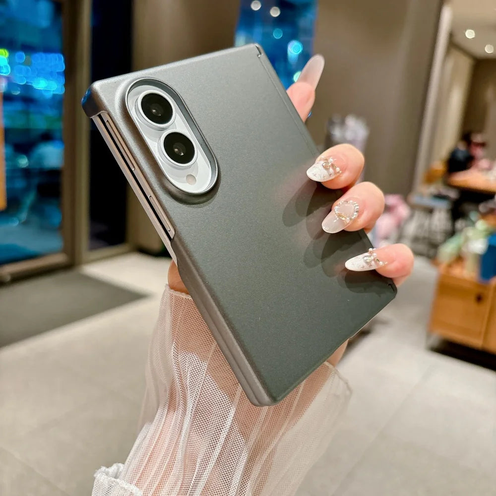 Z Fold8 Metallic Paint Hinge Skin Feel Phone Case For Samsung Galaxy Z Fold8 Ultra 7 6 5 4 Dual-axis Shockproof Bumper PC Cover