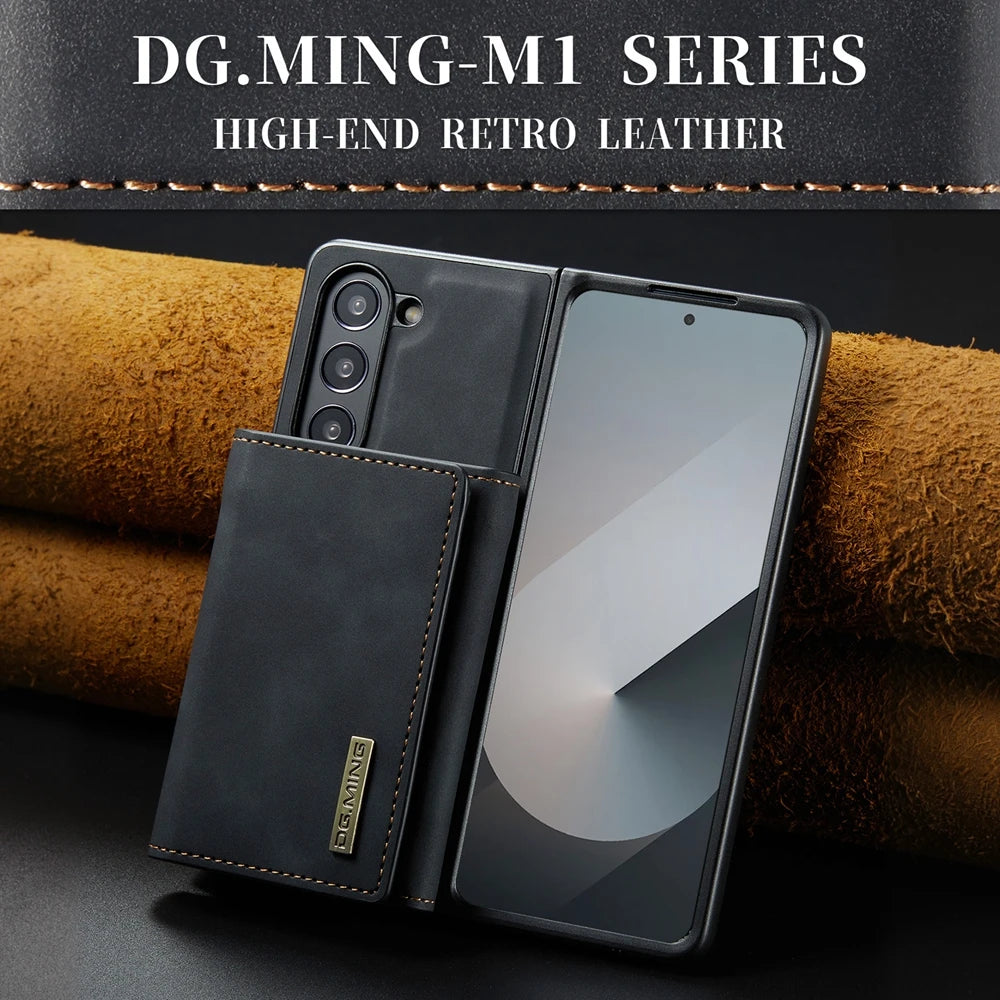 Kickstand Leather Wallet Case Magnetic Phone Case for Samsung Galaxy Z Fold 7 6 5 4 3 Phone Cover Tri-fold Cards Bag Back Shell