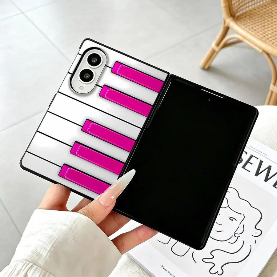 Luxury Phone Cover Case for Samsung Galaxy ZFold Wide Z Fold8 Wide ZFold8 Z Fold 8 Pink Piano Keys