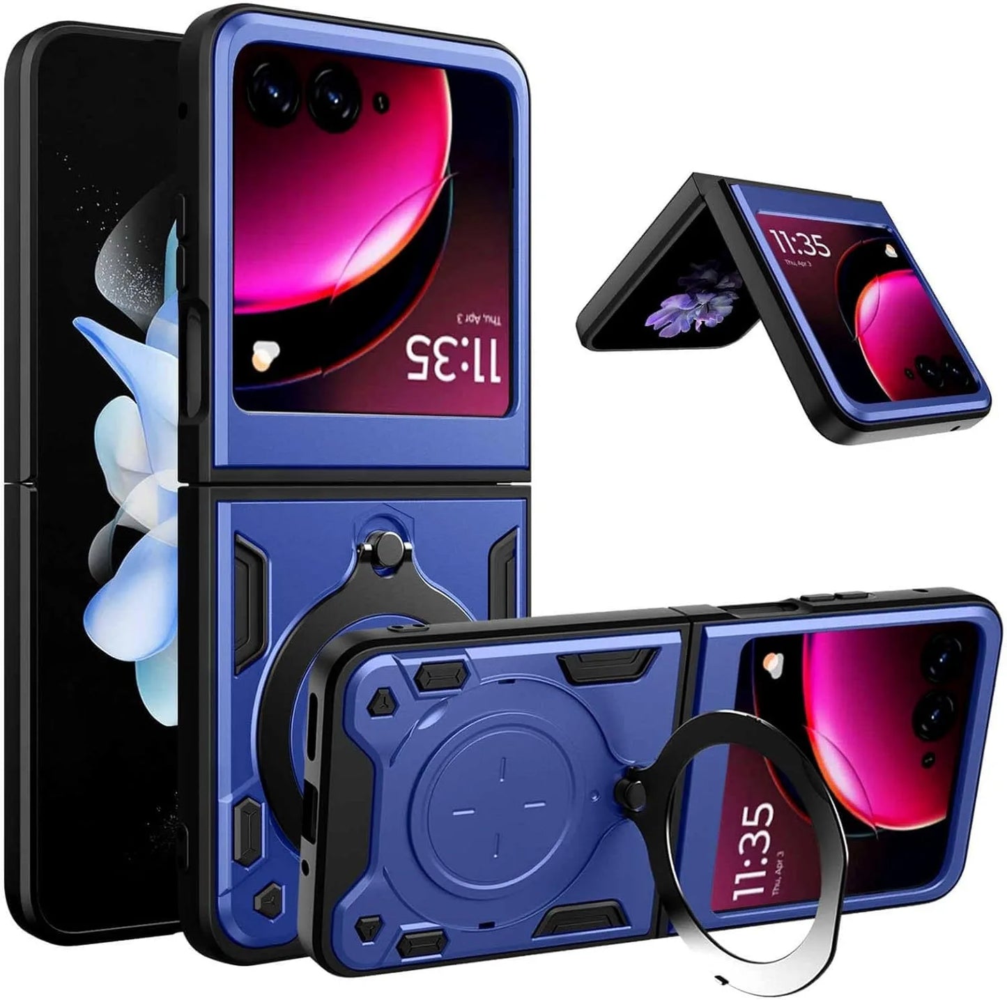 Protective Cover For Motorola Moto Razr 60 50 40 Ultra Razr Plus 2025 2024 2023 Case Ring Stand Holder Shockproof Fundas Coque