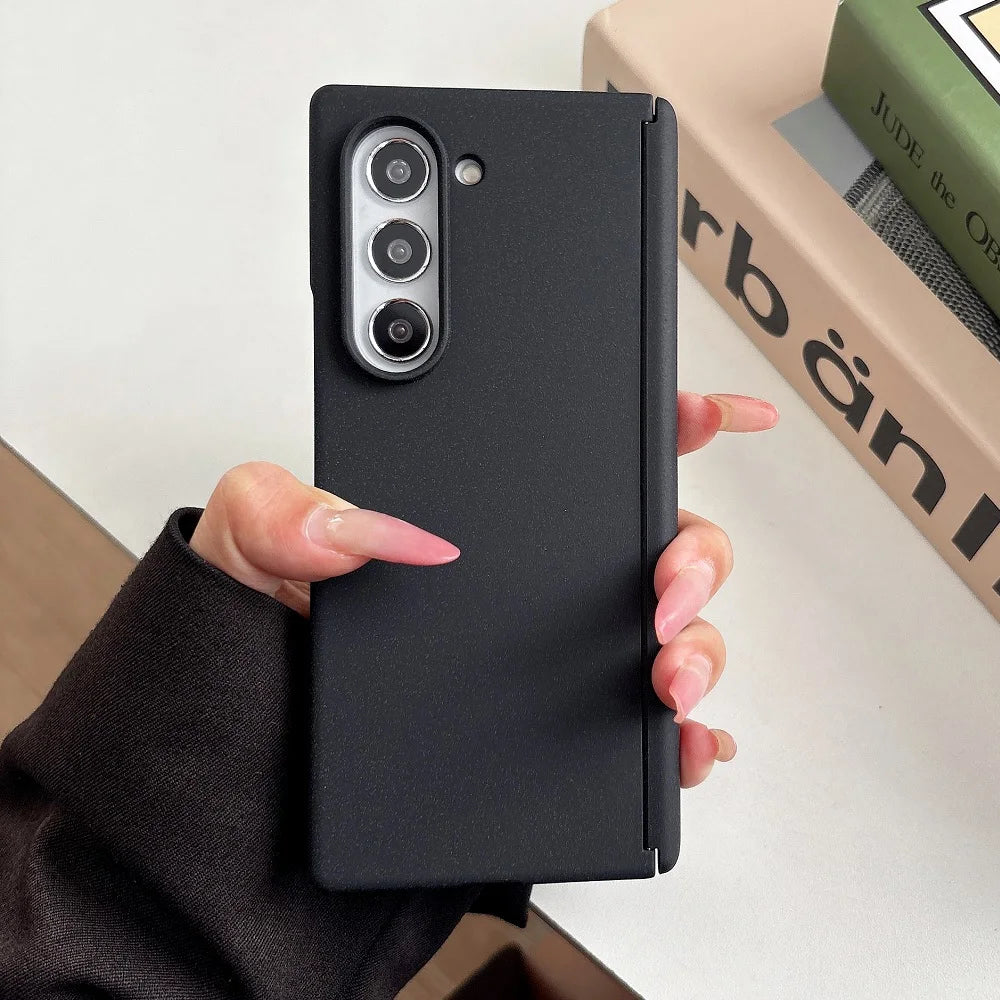 Solid Color Hinge Protection Phone Case  For Samsung Galaxy Z Fold 7 6 5 4 2pc-Set Skin Feel Matte PC Shockproof Folding Cover