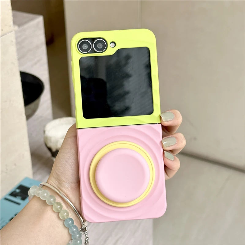 Color Collision Magnetic Phone Case For Samsung Galaxy Z Flip 7 6 5 4 3 Z Flip6 Flip7 Cover with Magsafe Stand Girp Cute Cases
