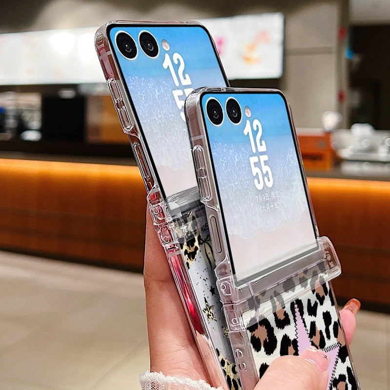 Leopard Lips Print Phone Case For Samsung Galaxy Z Flip 8 7 FE 6 5 4 3 5G Hard PC Folding Cover For Samsung Z Flip8 Flip7 Flip6