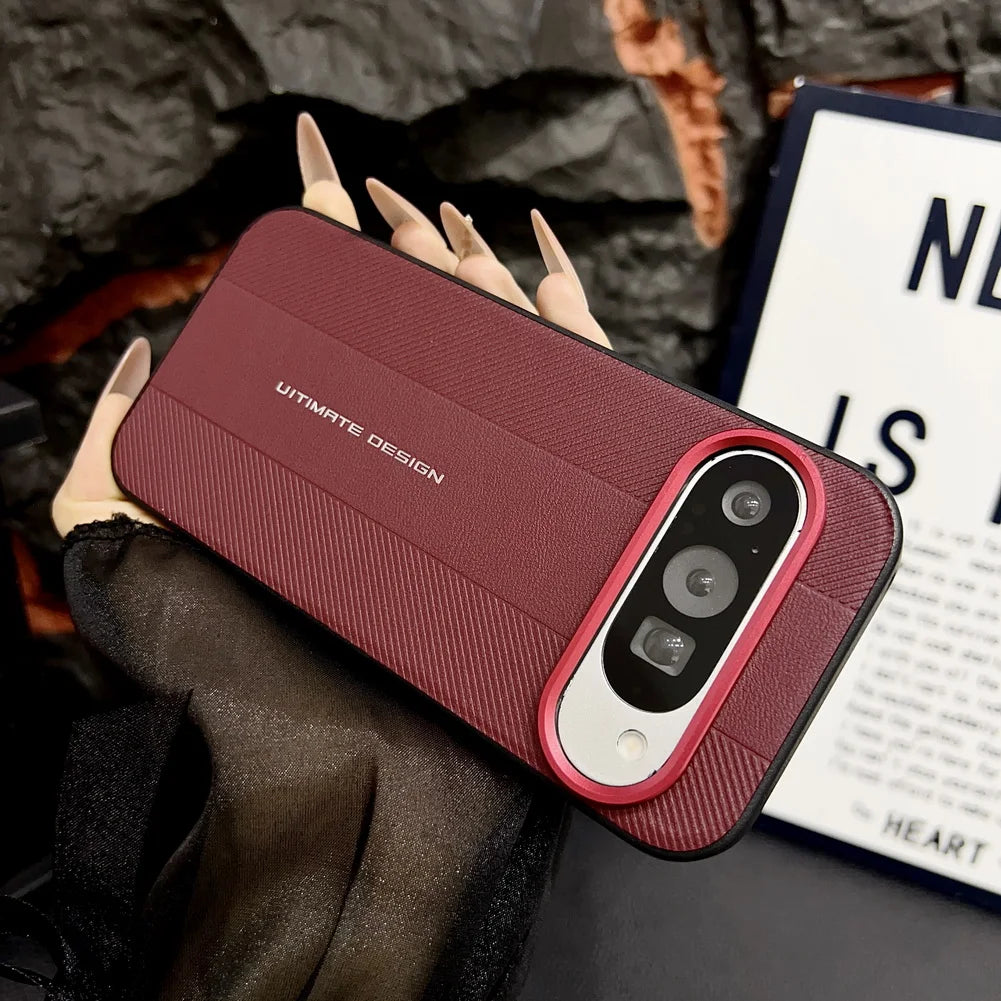 Red Camera Frame with Luxury Textured Case For Google Pixel 10a 10 Pro XL 10 pixel 9a 9 pro Ultimate Design Protective Cover