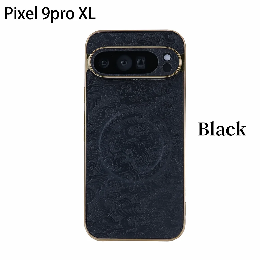 Luxury Advanced Texture Pattern Leather Phone Case For Google Pixel 9Pro 9 Pro XL Plating Protective Cover For Pixel 8 8A 8 Pro