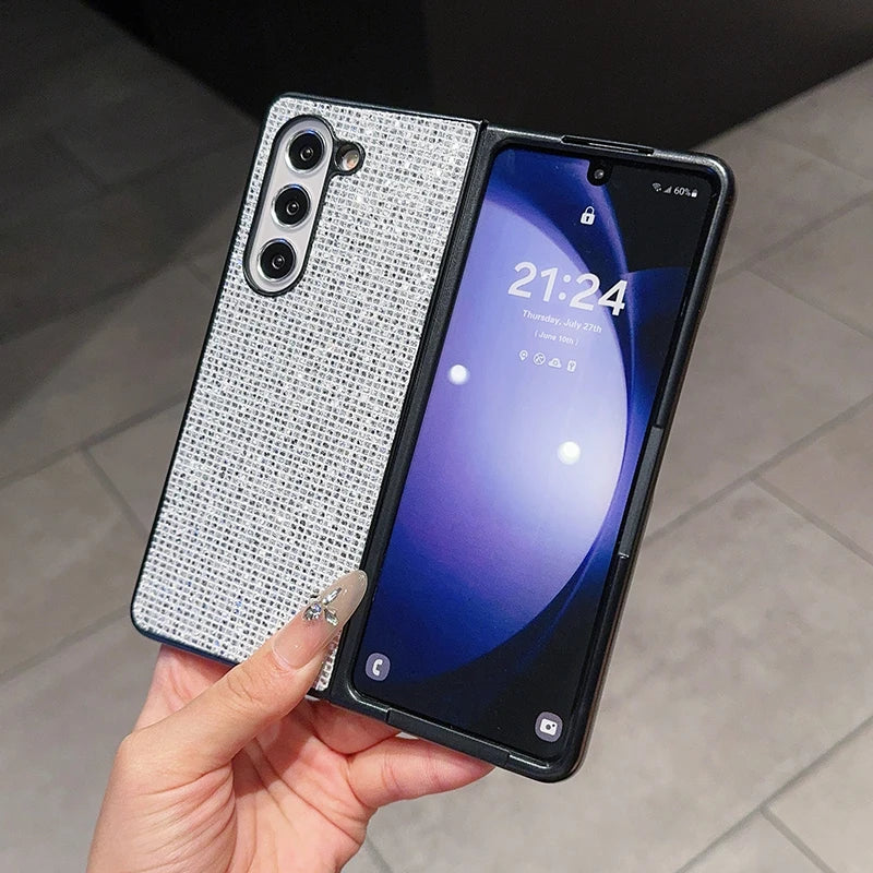 Bling Glitter Sequin Phone Case For Samsung Galaxy Z Fold 6 5 4 3 ZFold 3 5G Back Cover Ultra Thin Hard Plastic Protection Funda