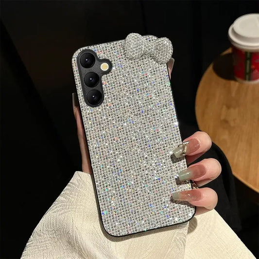 Luxury Shiny 3D Diamond Bowknot Phone Case For Samsung Galaxy S25 Ultra S24 S23 S22 Plus FE S25Edge Lovely Soft Cover