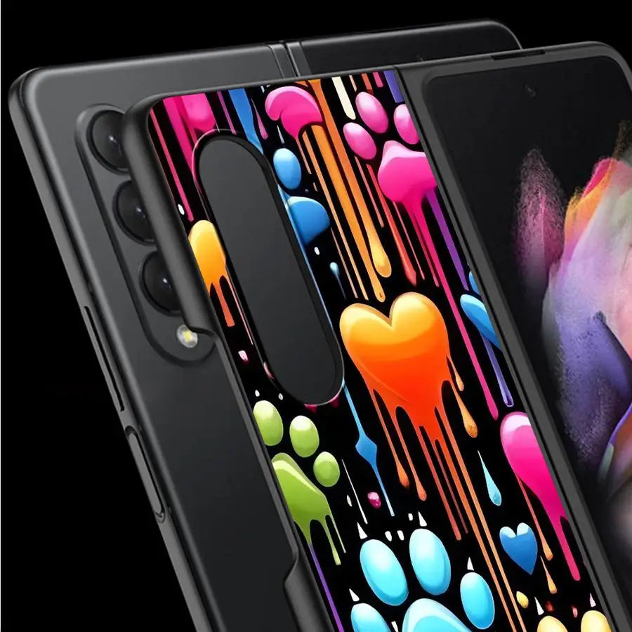 Cartoon Cute Pet Paw Prints Case for Samsung Galaxy ZFold4 ZFold6 ZFold3 ZFold5 ZFold7 Z Fold 7 6 5 4 3 Back Phone Cover