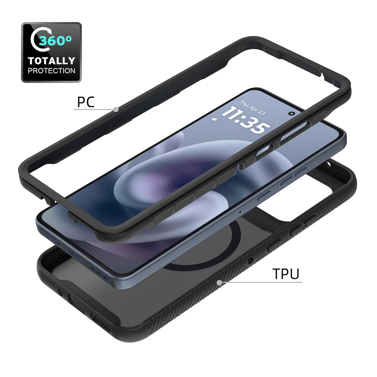 Military Shockproof Matte Magnetic Phone Case For Motorola Moto G55 G05 G35 G15 E15 G06 G56 G86 For Magsafe Rugged Armor Cover