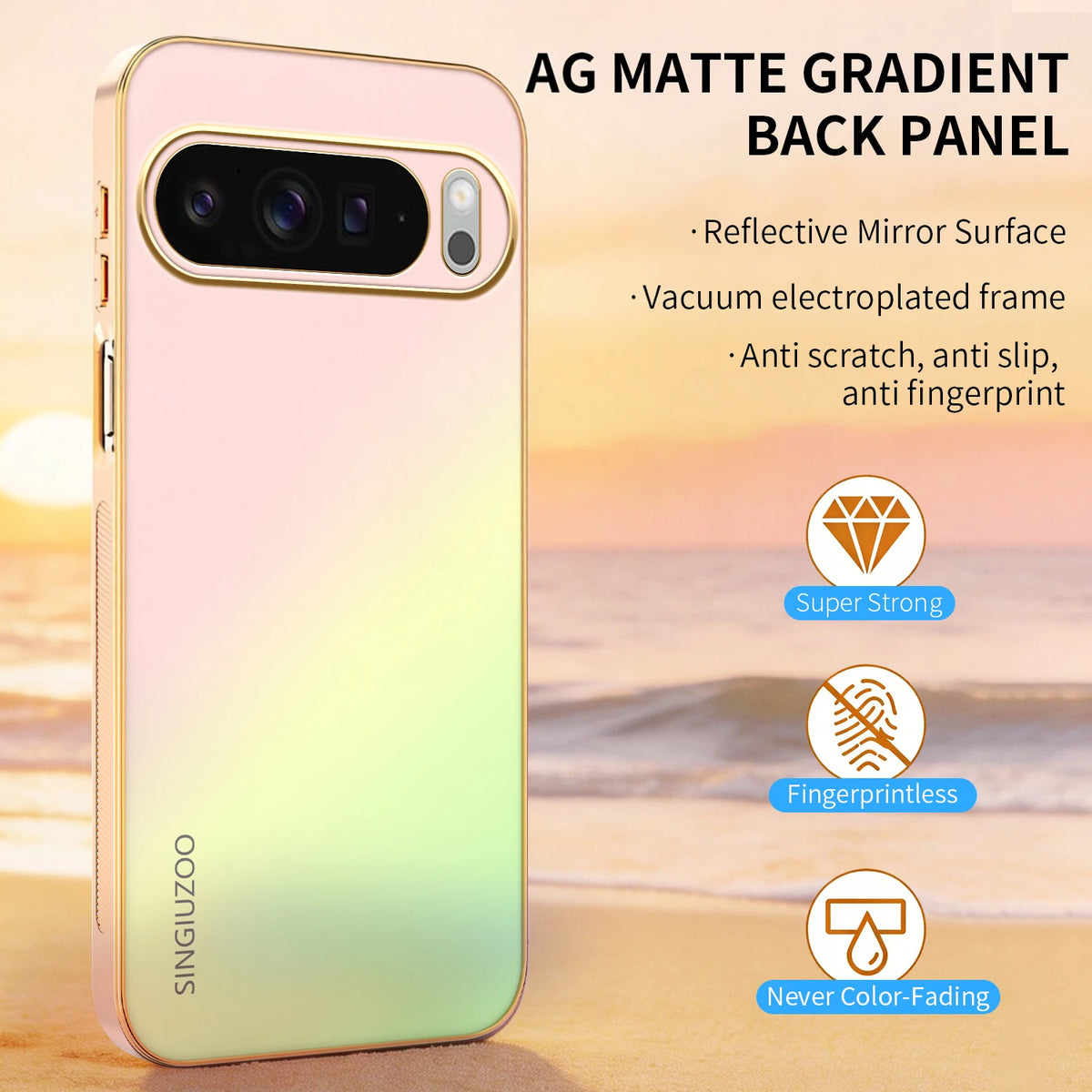 Plating AG Matte Gradient Color Case for Google Pixel 11 10 9 Pro XL 8 7 6 8A 7A 6A  Shockproof Full Camera Protect Back Cover