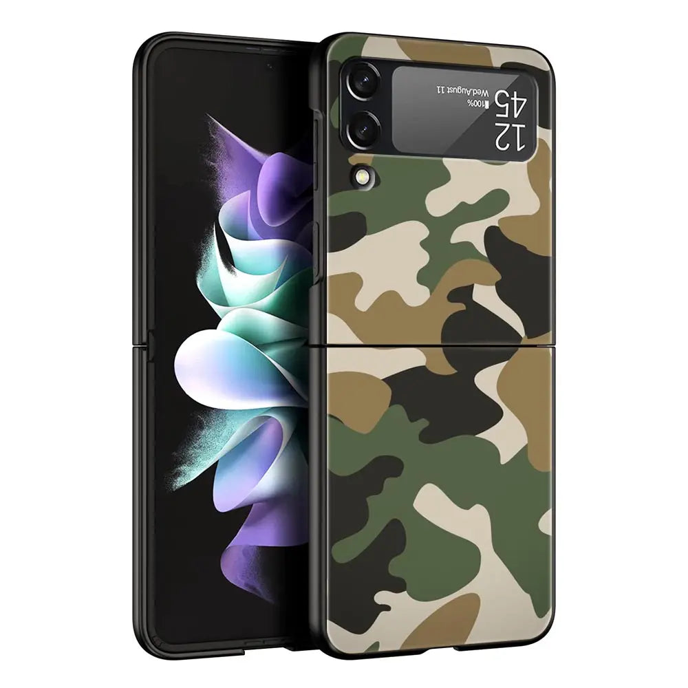 Camouflage Camo Military Army Phone Case For Samsung Galaxy Z Flip 6 5 4 3 Shell For Samsung Z Flip3 Flip4 Flip5 Hard PC Cover