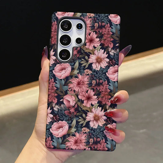 2 IN 1 Film shell Case For Samsung S25 S24 S23 S22 S21 Plus Ultra S25 Edge S20 FE A56 A16 15 26 36 Gorgeous Flowers Phone Cover