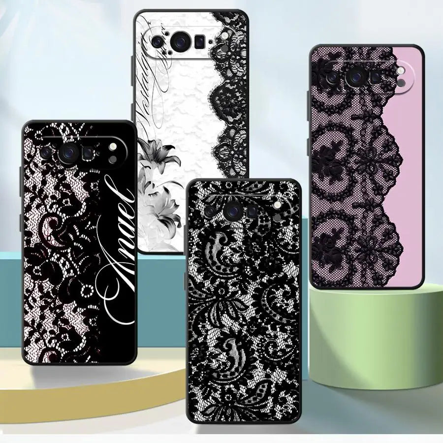 Retro Lace Art Case for Google Pixel 10A 6 7 8 Pro 7a 8a 10 9 Pro XL 6a 9a Funda Phone Cover