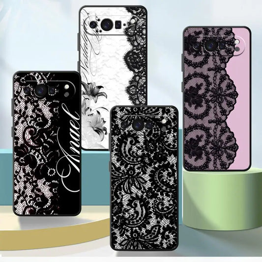 Retro Lace Art Case for Google Pixel 10A 6 7 8 Pro 7a 8a 10 9 Pro XL 6a 9a Funda Phone Cover