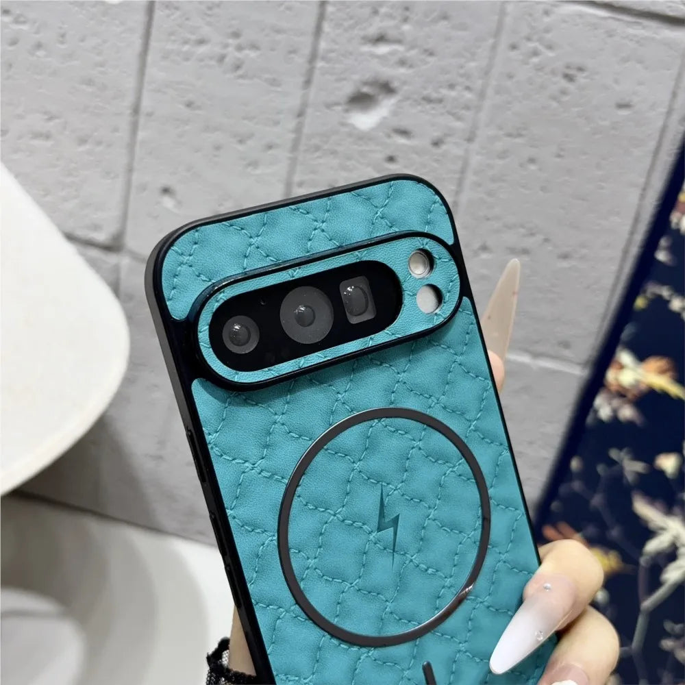 Fashion Quilted Leather Texture Magnetic Phone Case For Google Pixel 11 10 9 8 7 A Pro XL Shockproof Back Cover