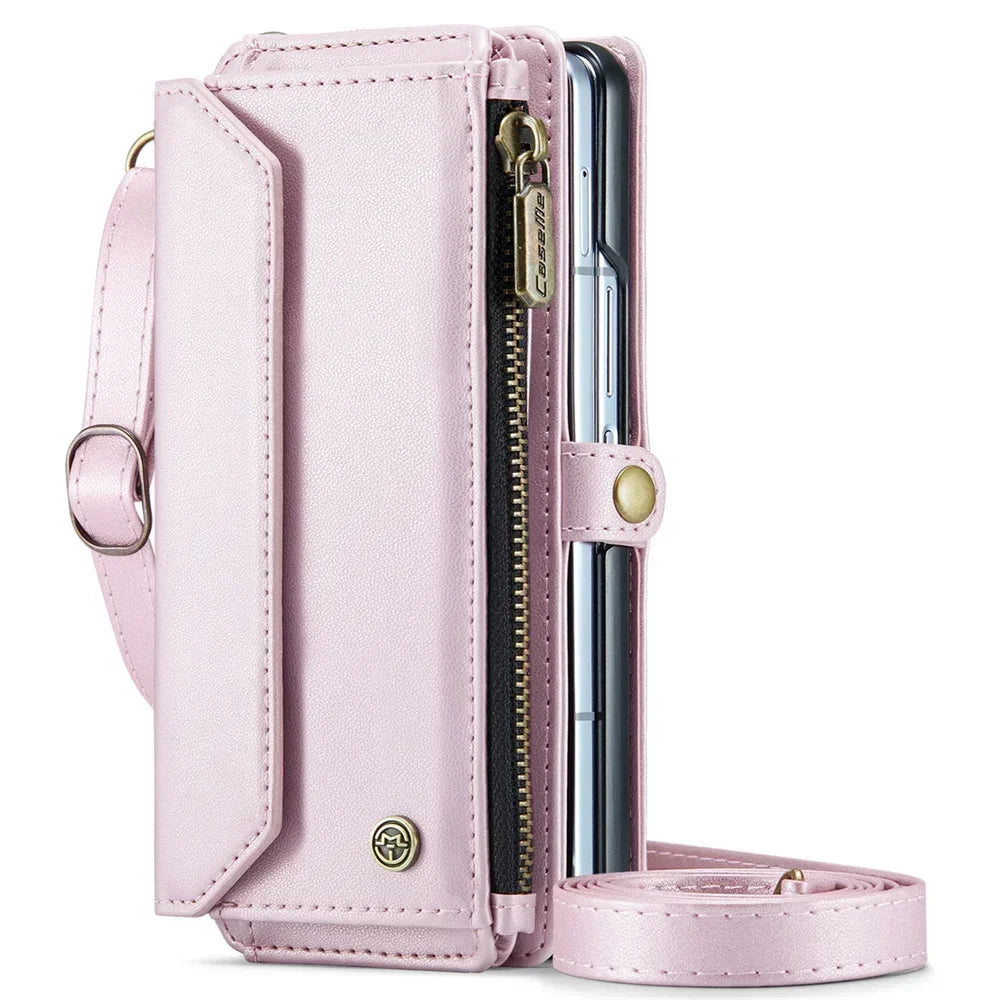 Crossbody Purse for Samsung Galaxy Z Fold 7 6 Fold5 Fold 4 Fold 3 Leather Flip Case Book Wallet Coque Retro Vintage Card Slots