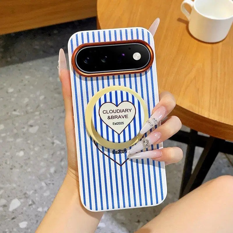Fashion Aesthetic Gingham Print For Magsafe Case For Google Pixel 11 10 9 Pro XL 10A 9A Metal Lens Frame Shockproof Cover Funda