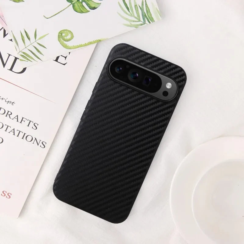 For Google Pixel 10 Pro 8 7 6 9 Pro XL 9A 8A 7A Leather Case With Finger Ring Holder Carbon Fiber Saffiano Leopard Print Cover