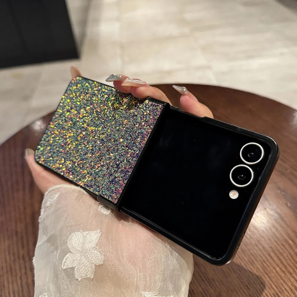 Z Flip7 Case Luxury Bling Sequin Glitter Sequin Phone Case for Samsung Galaxy Z Flip 7 6 5 4 3 5G Hinge Protection Hard PC Cover